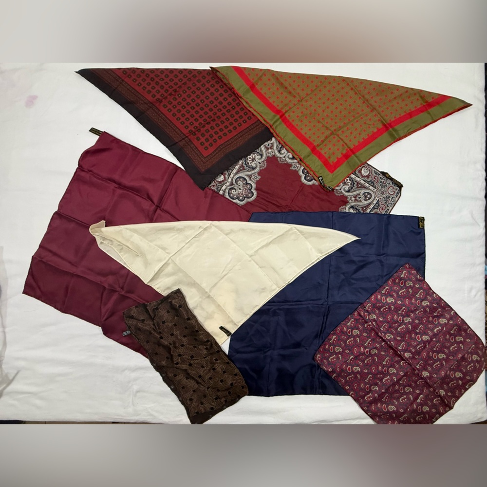 Pocket Square Bundle 8 Silk Paisley Solid Vintage Designer Mix OS